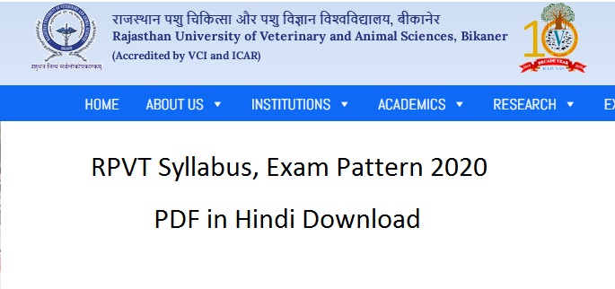 RPVT Syllabus, Exam Pattern 2020 pdf in Hindi Download