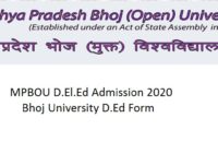 MPBOU D.El.Ed Admission 2020 Bhoj University D.Ed Form