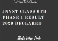 Navodaya Class 6 Result 2020 Phase 1 JNVST 6th Cut off