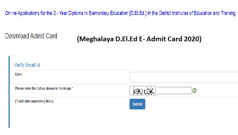 Meghalaya D.El.Ed E- Admit Card 2021 Entrance Exam Date