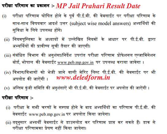 MPPEB Jail Prahari (Karyapalik ) Result Date 2020