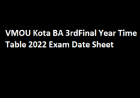 VMOU Kota BA 3rdFinal Year Time Table 2022 Exam Date Sheet